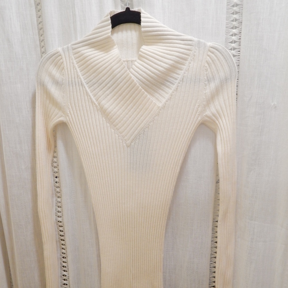 Allsaints Vries Ribbed Dress in Chalk White XS 0